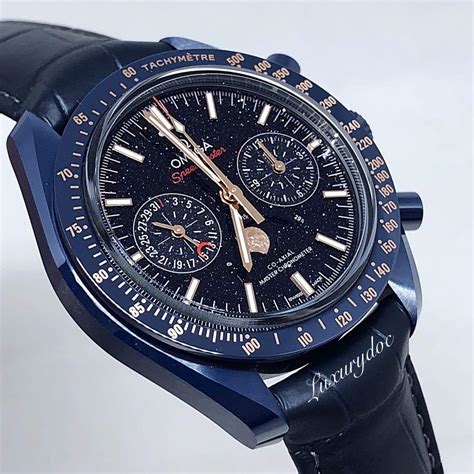 omega speedmaster moonphase blue